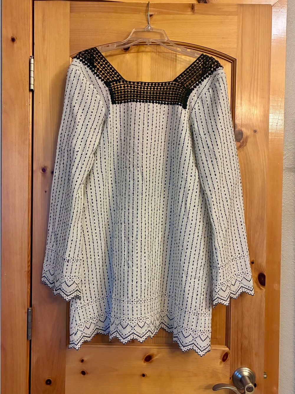Jen's Pirate Booty White Eyelet Swim Coverup with Black Accents and Trim